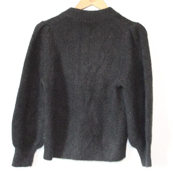 Madewell Eaton Puff Sleeve Pullover Sweater Black Women's Size Medium H13972 - Picture 6 of 12